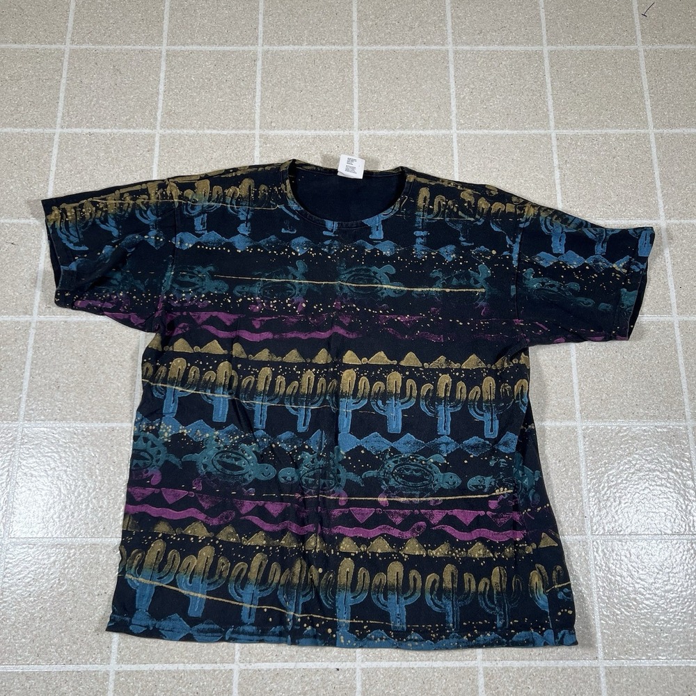 EZL Shirt One Size Vintage 1993 Made In USA Cactus Retro Multicolor